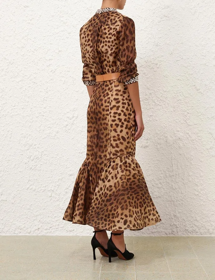 Women Clothing Zimmermann Crush Panelled Pencil Skirt Leopard