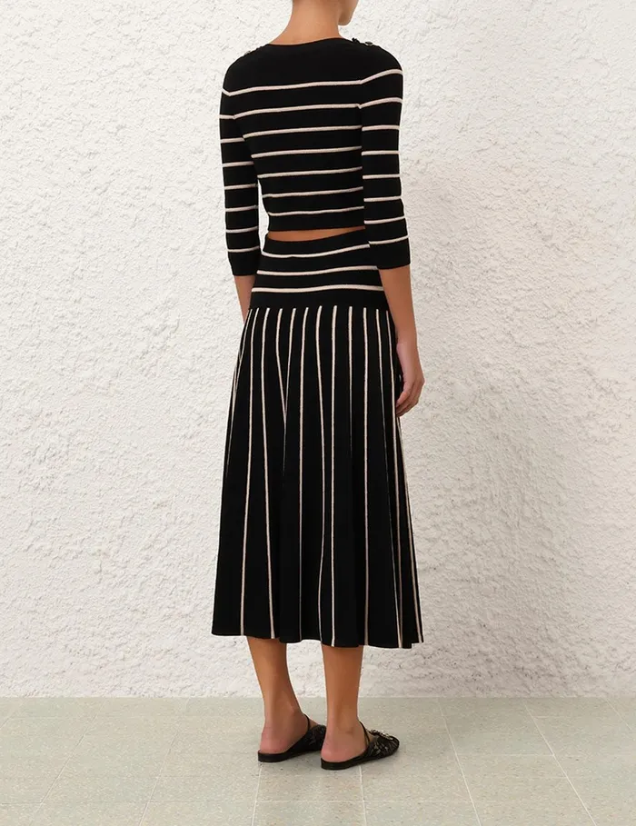 Women Clothing Zimmermann Crush Stripe Cropped Top Blackcream