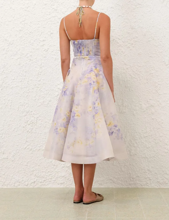 Women Clothing Zimmermann Crush Twist Front Midi Dress Lilac Floral