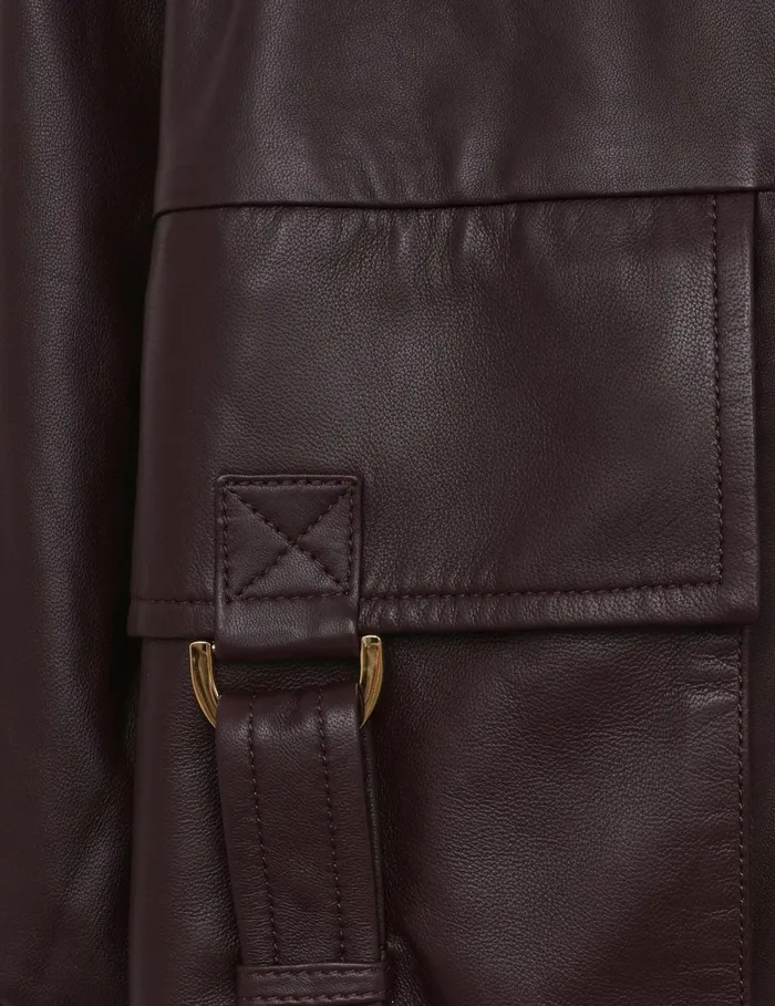 Women Clothing Zimmermann Illustration Leather Jacket Mahogany