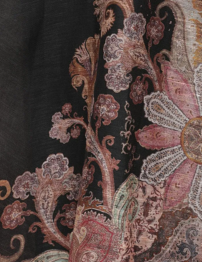 Women Clothing Zimmermann Illustration Structured Dress Black Paisley