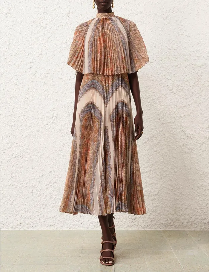 Women Clothing Zimmermann Illustration Sunray Midi Dress Paisley Haze