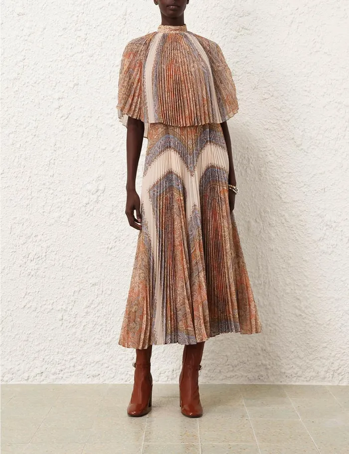 Women Clothing Zimmermann Illustration Sunray Midi Dress Paisley Haze