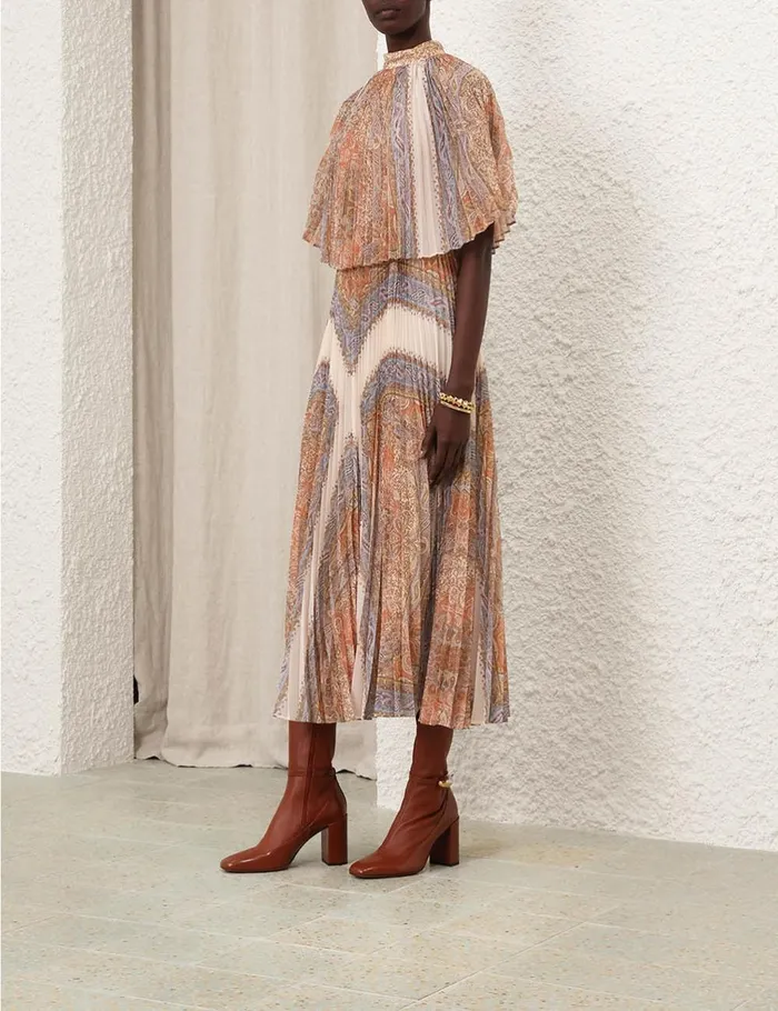 Women Clothing Zimmermann Illustration Sunray Midi Dress Paisley Haze