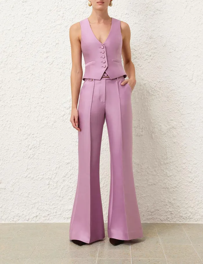 Women Clothing Zimmermann Illustration Wide Leg Pant Lilac