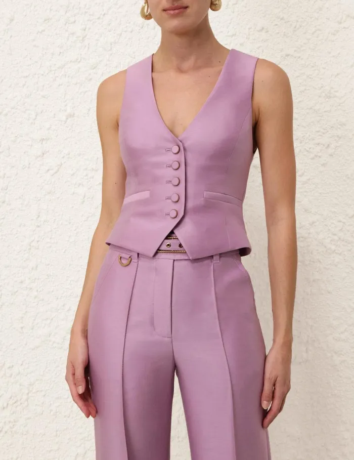 Women Clothing Zimmermann Illustration Wide Leg Pant Lilac