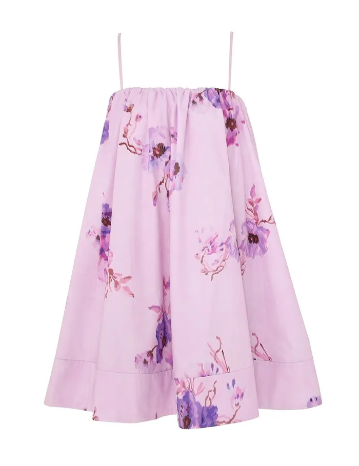 Women Clothing Zimmermann Lightburst Puff Mini Dress Purple Floral