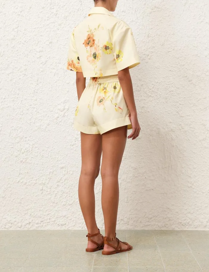 Women Clothing Zimmermann Lightburst Relaxed Short Yellow Floral