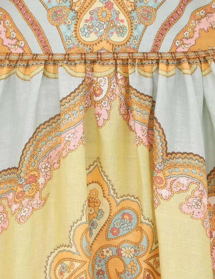 Women Clothing Zimmermann Maxine Picnic Midi Dress Gold Paisley