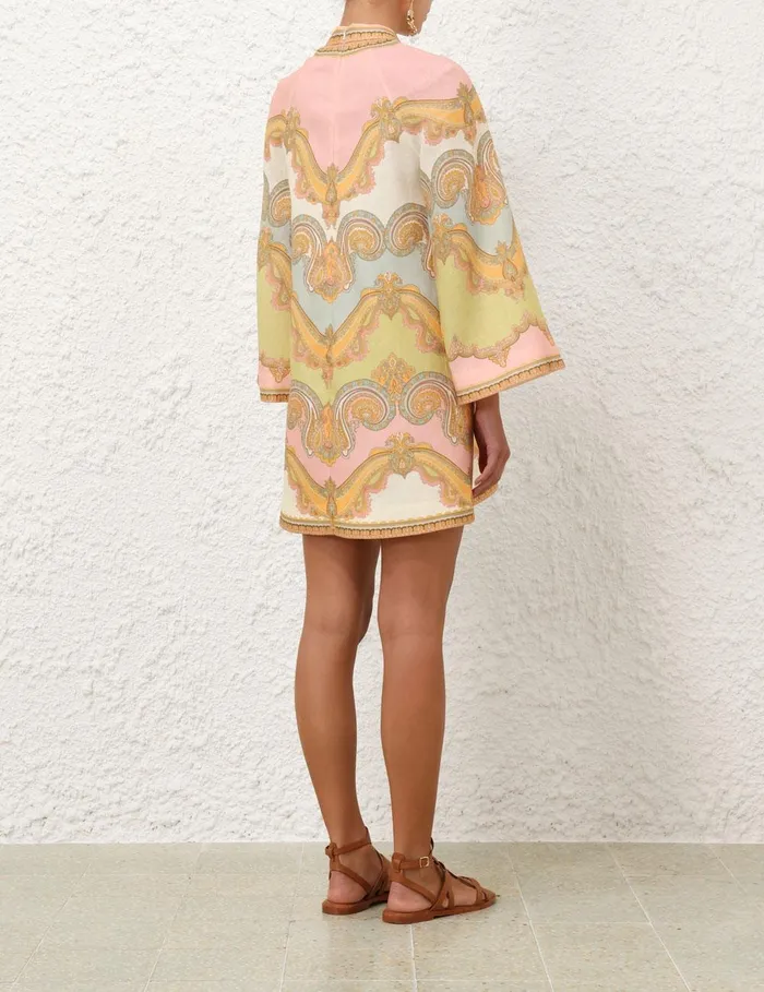 Women Clothing Zimmermann Maxine Tunic Mini Dress Gold Paisley