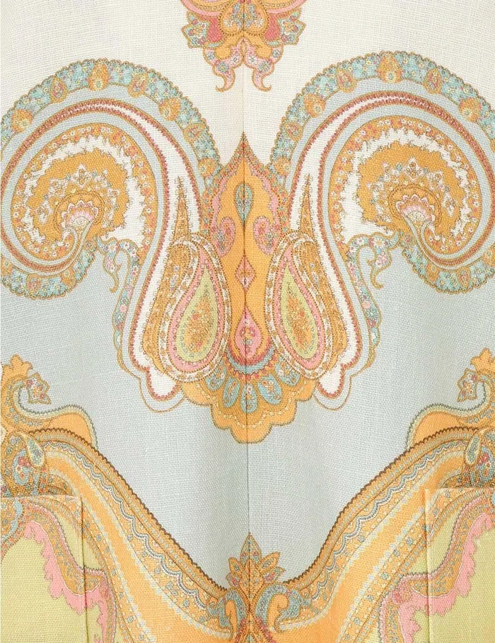 Women Clothing Zimmermann Maxine Tunic Mini Dress Gold Paisley