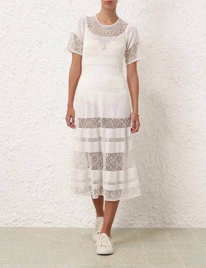 Women Clothing Zimmermann Ottie Crochet Dress Ivory