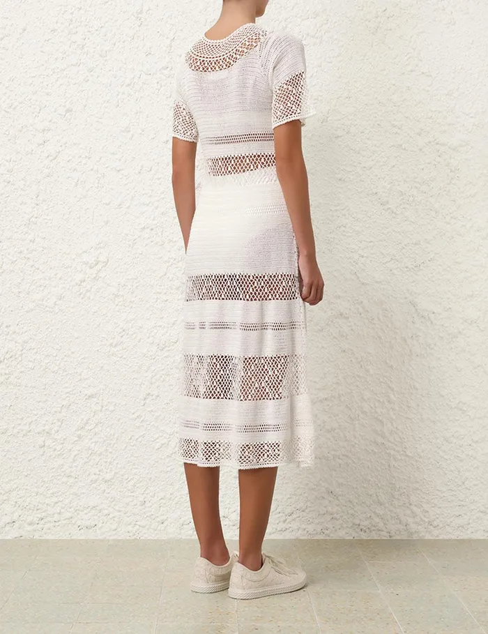 Women Clothing Zimmermann Ottie Crochet Dress Ivory
