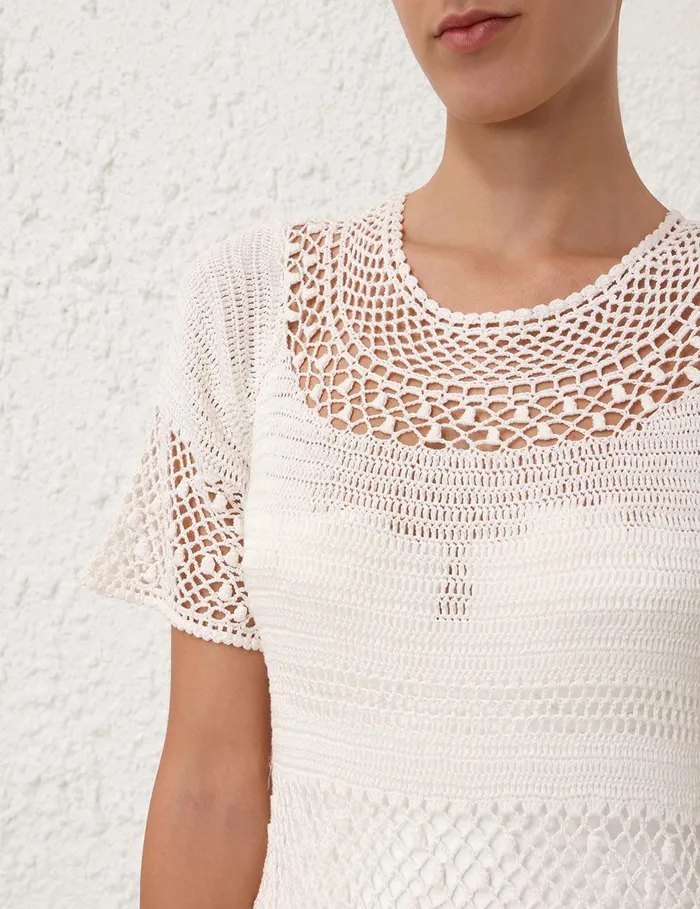 Women Clothing Zimmermann Ottie Crochet Dress Ivory