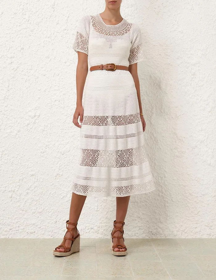 Women Clothing Zimmermann Ottie Crochet Dress Ivory