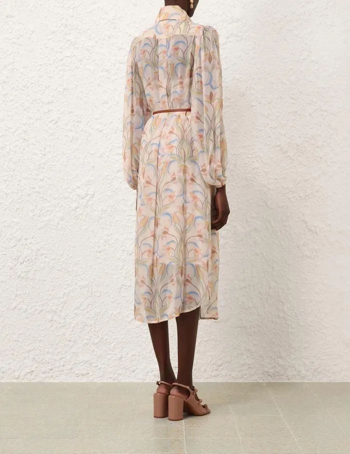Women Clothing Zimmermann Pavilion Midi Tunic Dress Sage Venus Lily