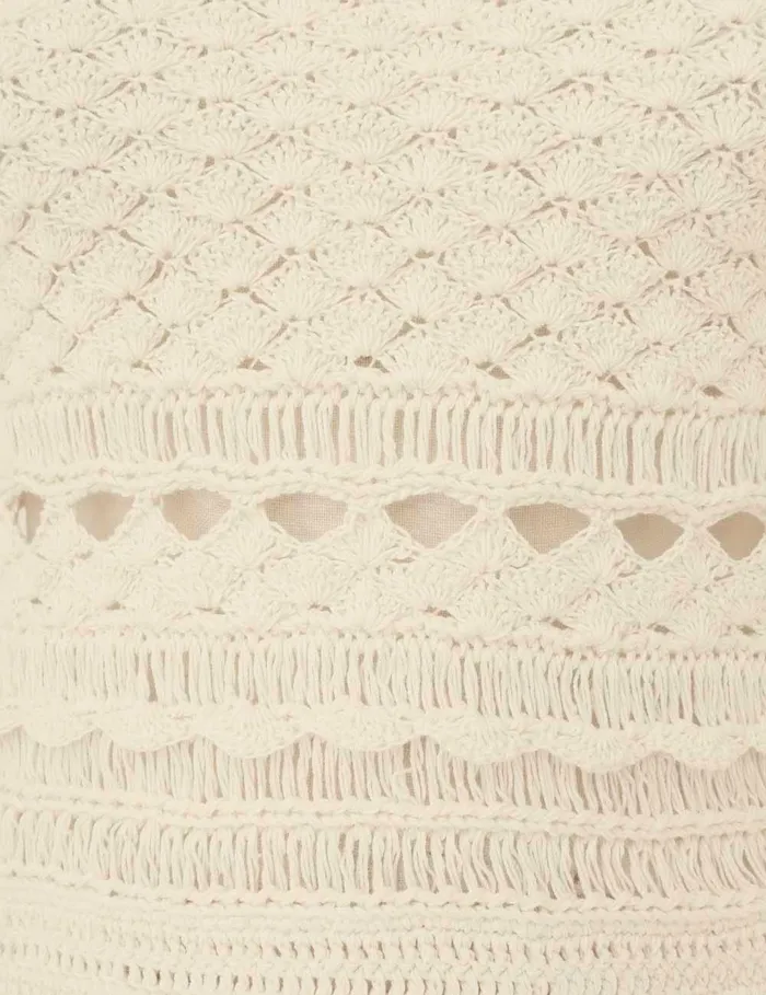 Women Clothing Zimmermann Waverly Crochet Crew Neck Top Cream