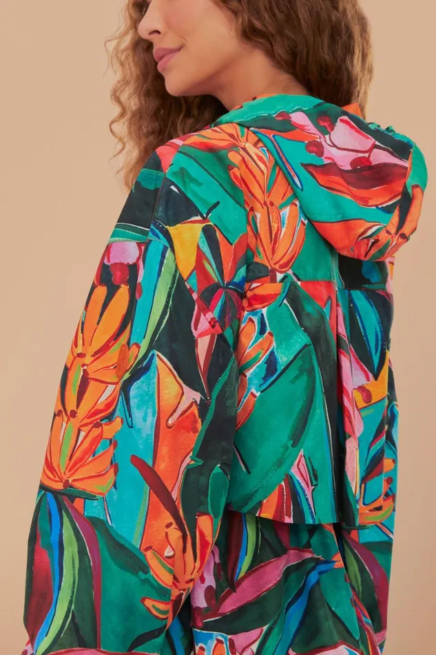 Women Coats Farm Rio Green Banana Foliage Maxi Raincoat