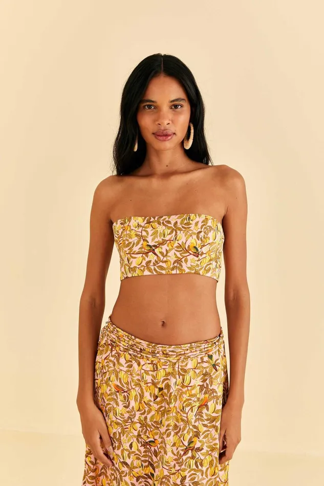 Women Crop Tops Farm Rio Light Pink Star Fruit Crop Top