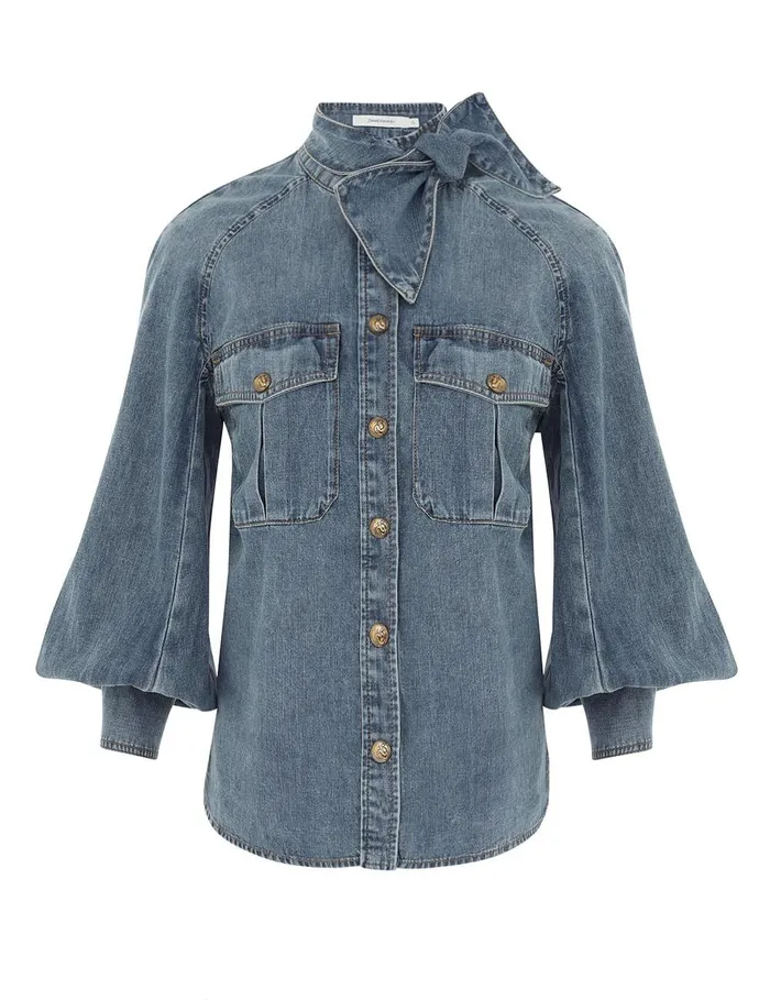 Women Denim Zimmermann Illustration Raglan Shirt Neptune