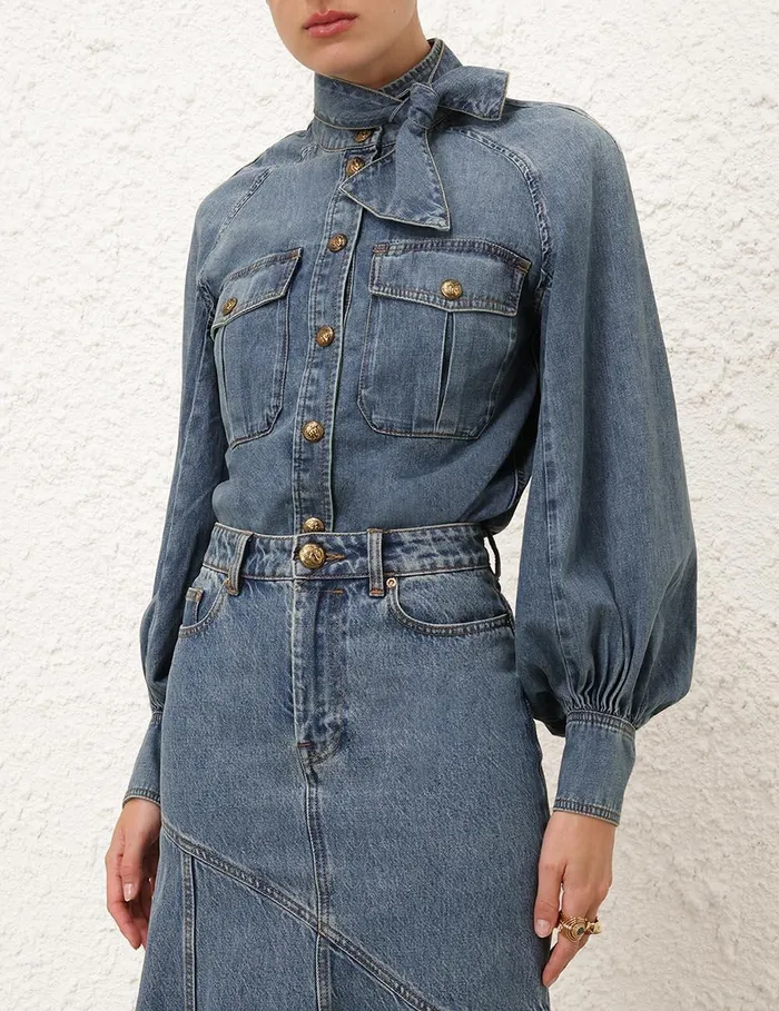 Women Denim Zimmermann Illustration Raglan Shirt Neptune
