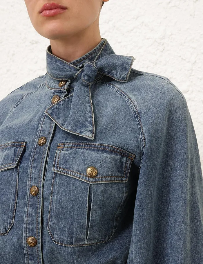 Women Denim Zimmermann Illustration Raglan Shirt Neptune