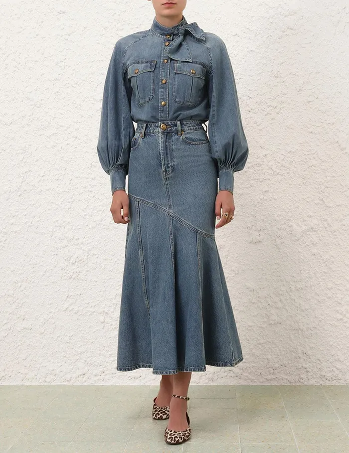 Women Denim Zimmermann Illustration Raglan Shirt Neptune