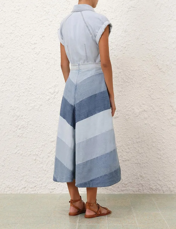Women Denim Zimmermann Tallow Denim Midi Skirt Chevron