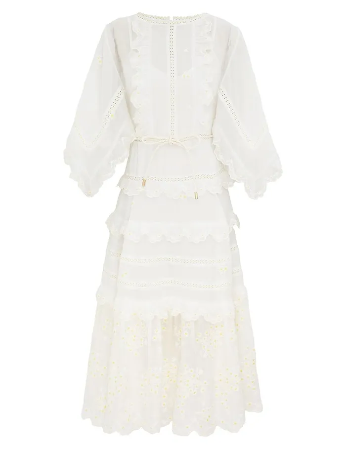 Women Dresses and Coverups Zimmermann Acacia Embroidered Midi Dress Ivory