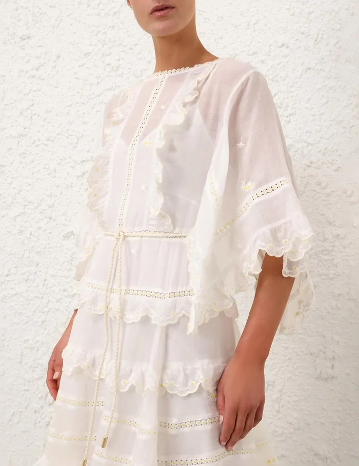Women Dresses and Coverups Zimmermann Acacia Embroidered Midi Dress Ivory
