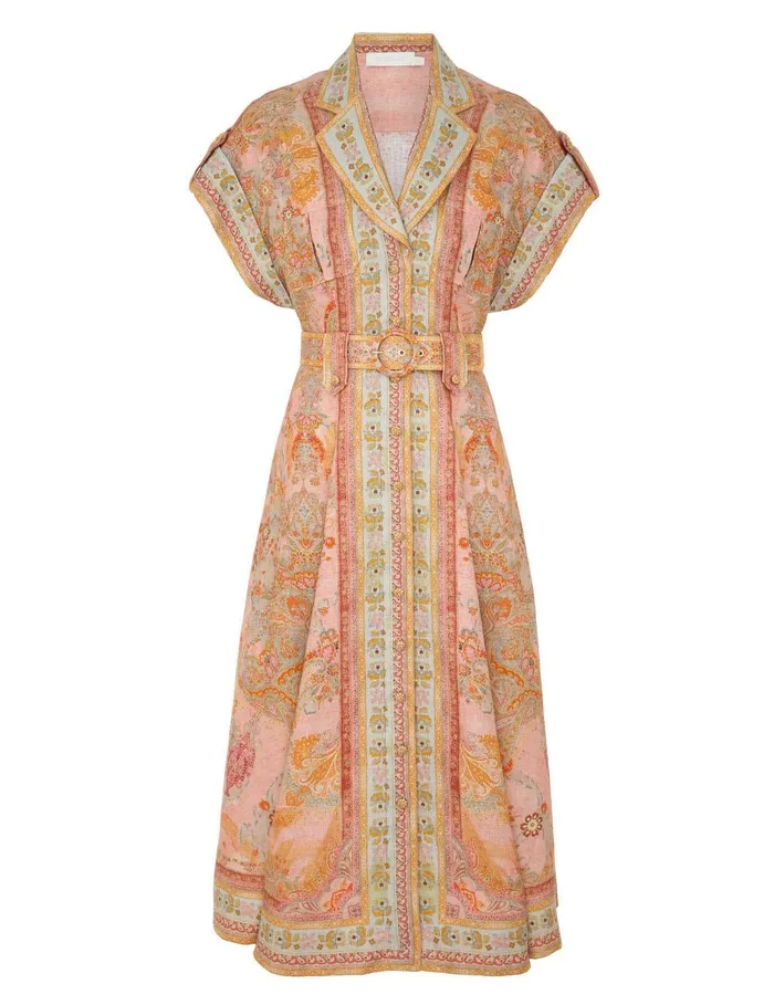 Women Dresses and Coverups Zimmermann Acacia Midi Shirt Dress Pink Multi