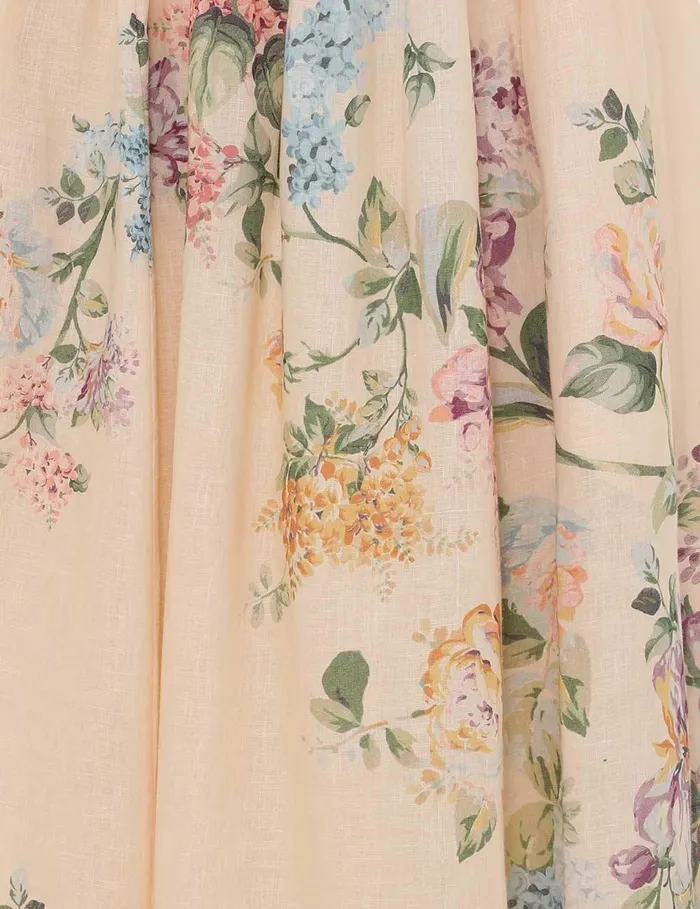 Women Dresses and Coverups Zimmermann Halliday Scallop Midi Dress Cream Watercolour Floral