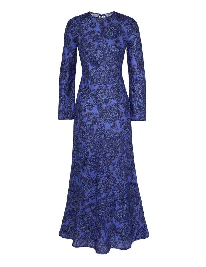 Women Dresses and Coverups Zimmermann Ottie Bias Backless Dress Blue Paisley