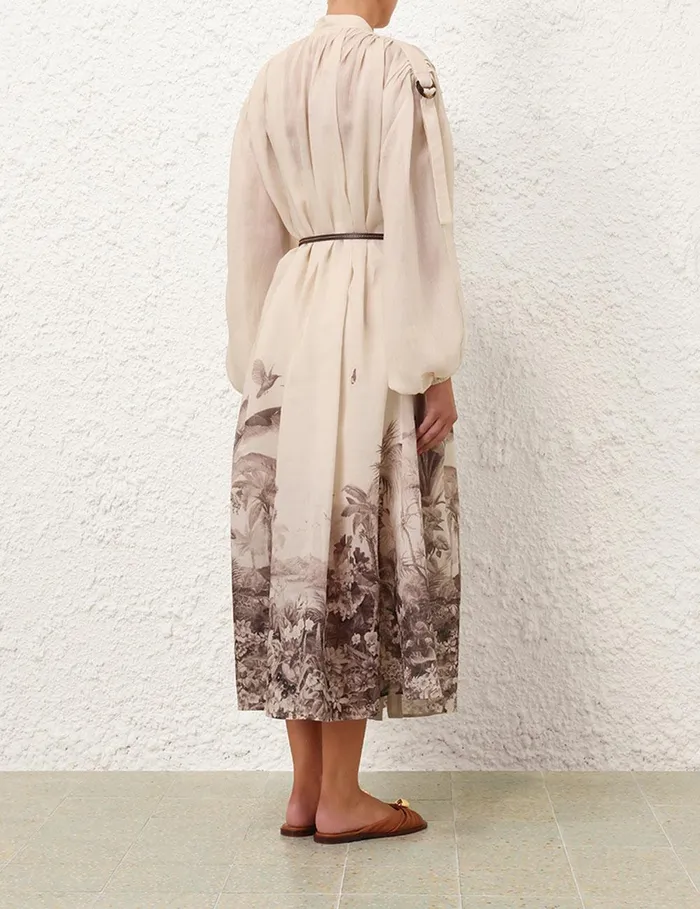 Women Dresses and Coverups Zimmermann Wylie Midi Shirt Dress Sepia Palm