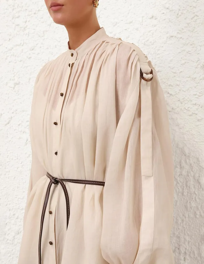 Women Dresses and Coverups Zimmermann Wylie Midi Shirt Dress Sepia Palm