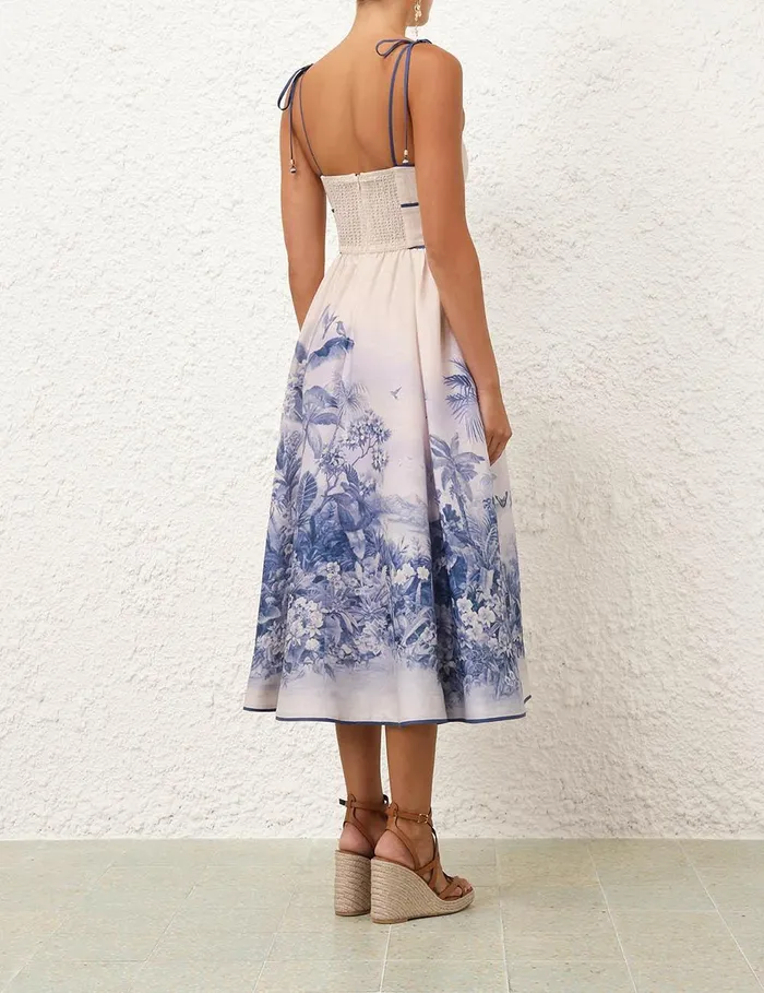 Women Dresses and Coverups Zimmermann Wylie Picnic Dress Blue Palm