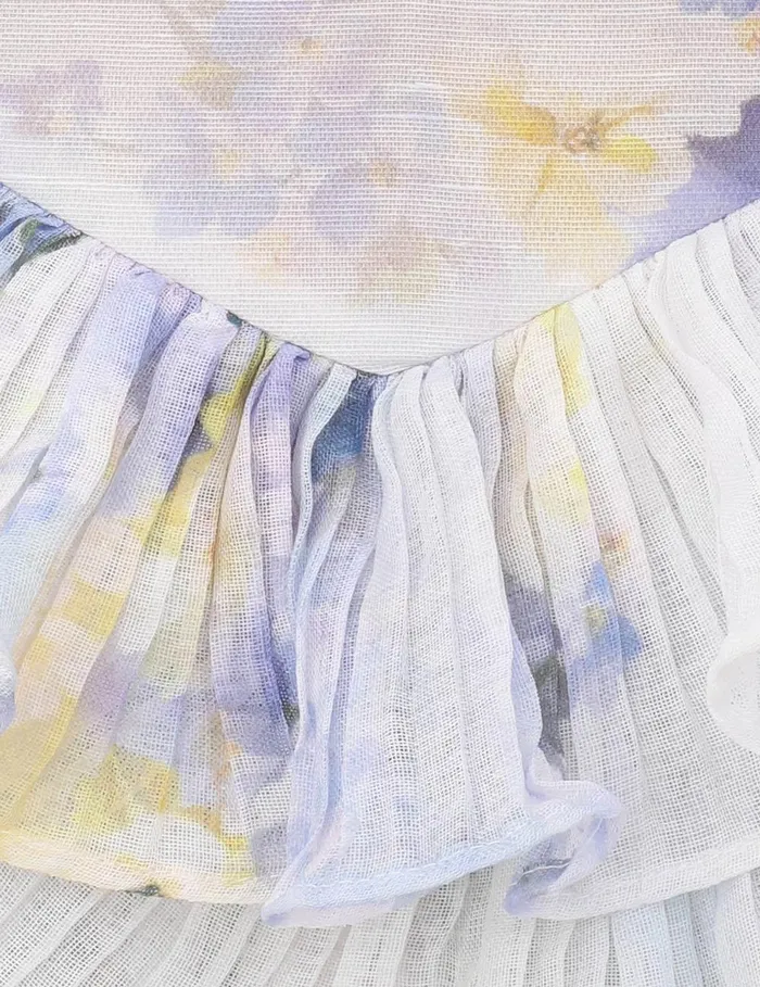 Women Dresses Zimmermann Crush Frill Midi Dress Lilac Floral