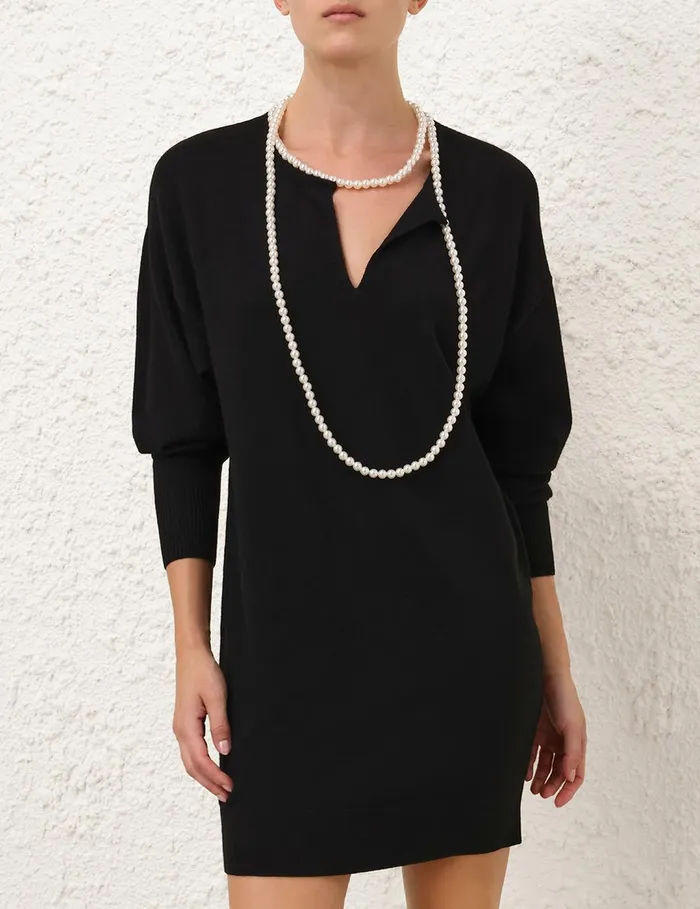 Women Dresses Zimmermann Crush Necklace Mini Dress Black