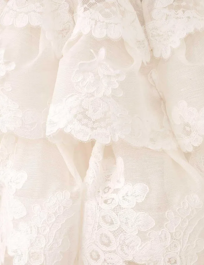 Women Dresses Zimmermann Crush Tiered Lace Dress Ivory