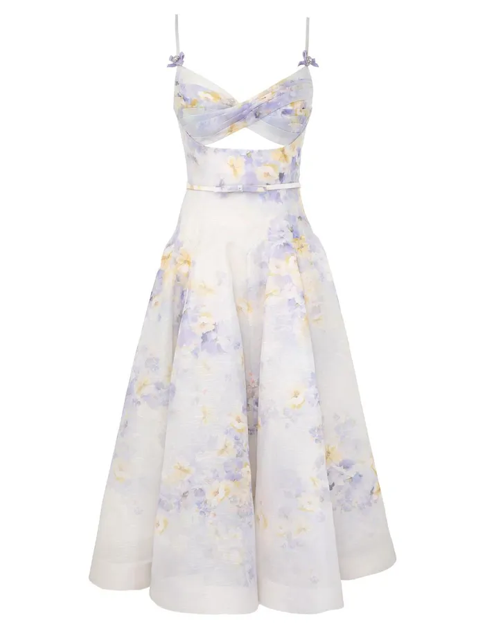 Women Dresses Zimmermann Crush Twist Front Midi Dress Lilac Floral