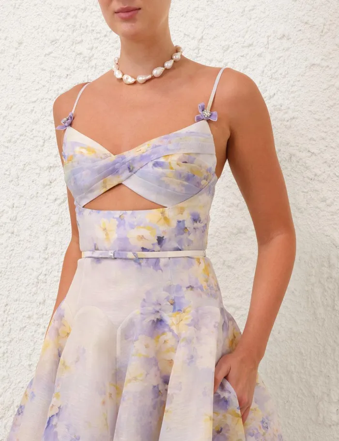 Women Dresses Zimmermann Crush Twist Front Midi Dress Lilac Floral
