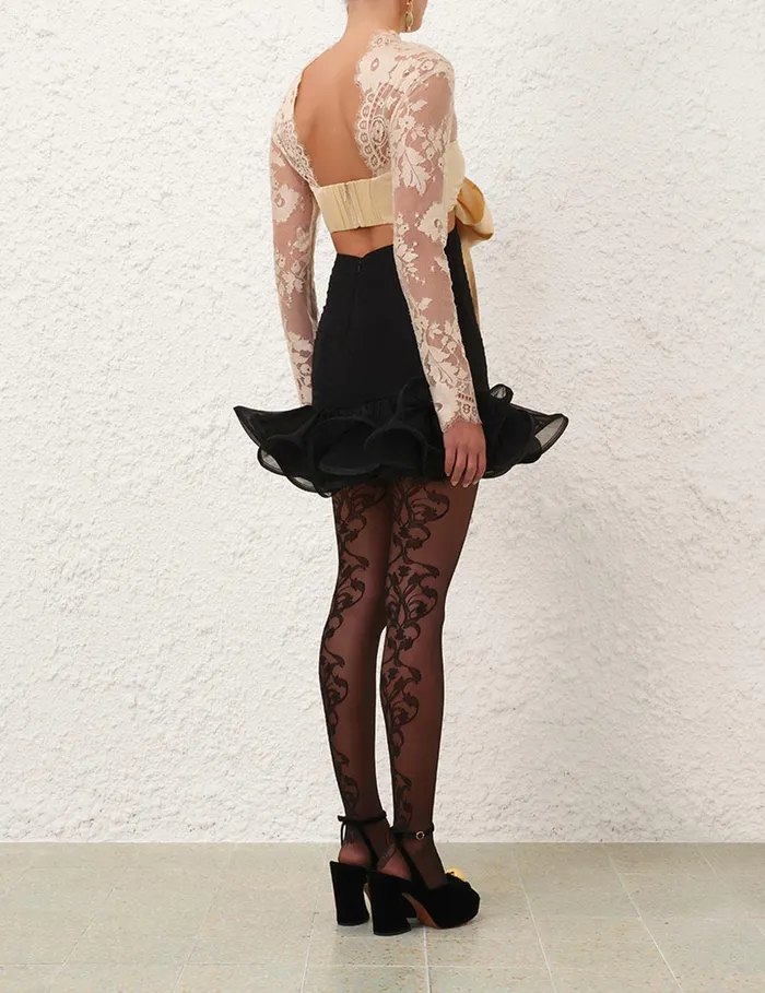 Women Dresses Zimmermann Illustration Flounce Mini Teablack