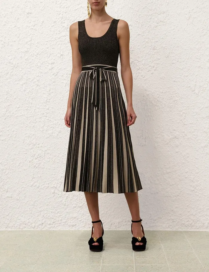 Women Dresses Zimmermann Illustration Metallic Midi Blackgold