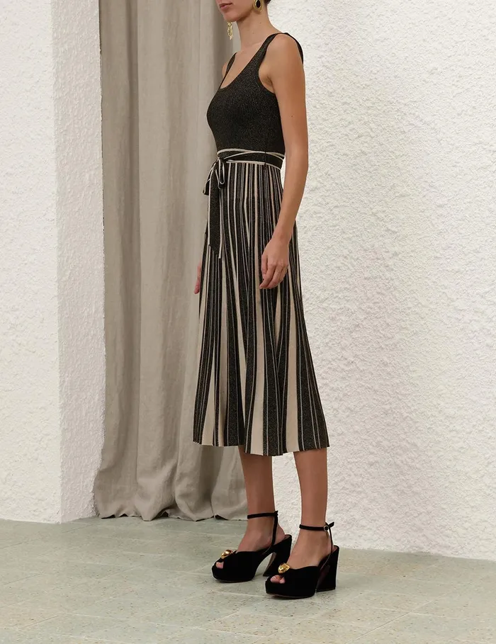 Women Dresses Zimmermann Illustration Metallic Midi Blackgold