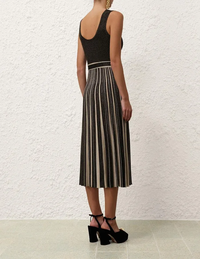 Women Dresses Zimmermann Illustration Metallic Midi Blackgold