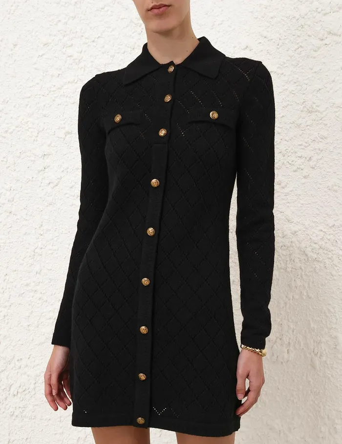 Women Dresses Zimmermann Illustration Pointelle Mini Black