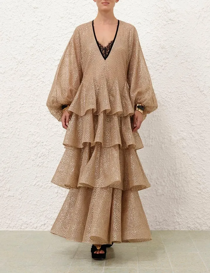 Women Dresses Zimmermann Pavilion Glitter Gown Champagne