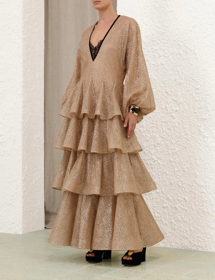 Women Dresses Zimmermann Pavilion Glitter Gown Champagne