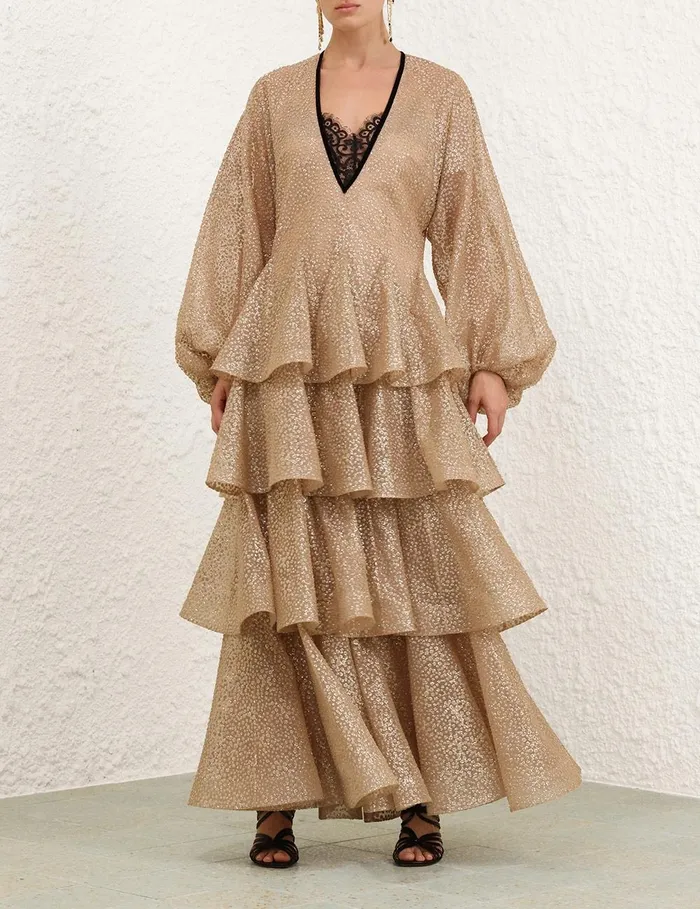 Women Dresses Zimmermann Pavilion Glitter Gown Champagne
