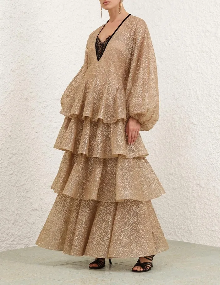 Women Dresses Zimmermann Pavilion Glitter Gown Champagne